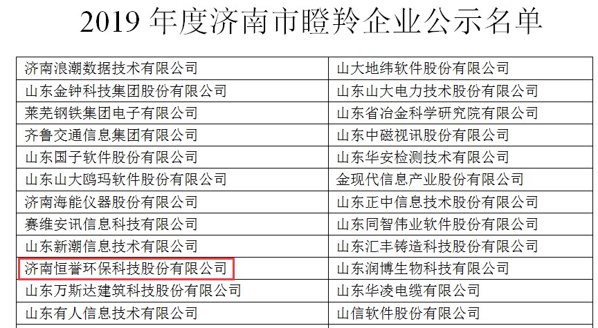 喜报丨恒誉环保荣获“瞪羚企业”称号